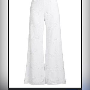 Emanuel Ungaro Elegant White floral lace Wide-Leg Pants